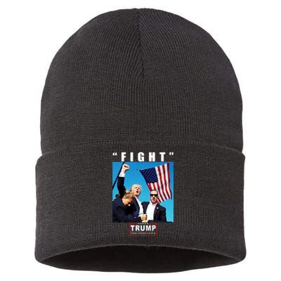 Fight Trump 2024 Take America Back Pennsylvania Rally Shooting Sustainable Knit Beanie