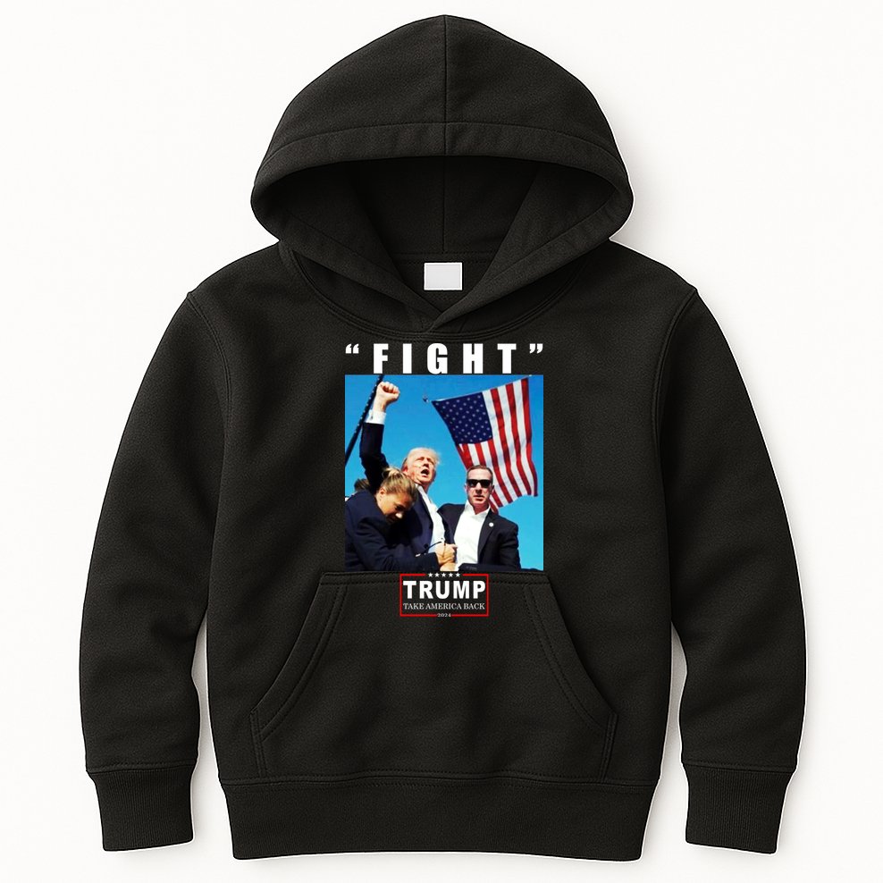 Fight Trump 2024 Take America Back Pennsylvania Rally Shooting Kids Hoodie