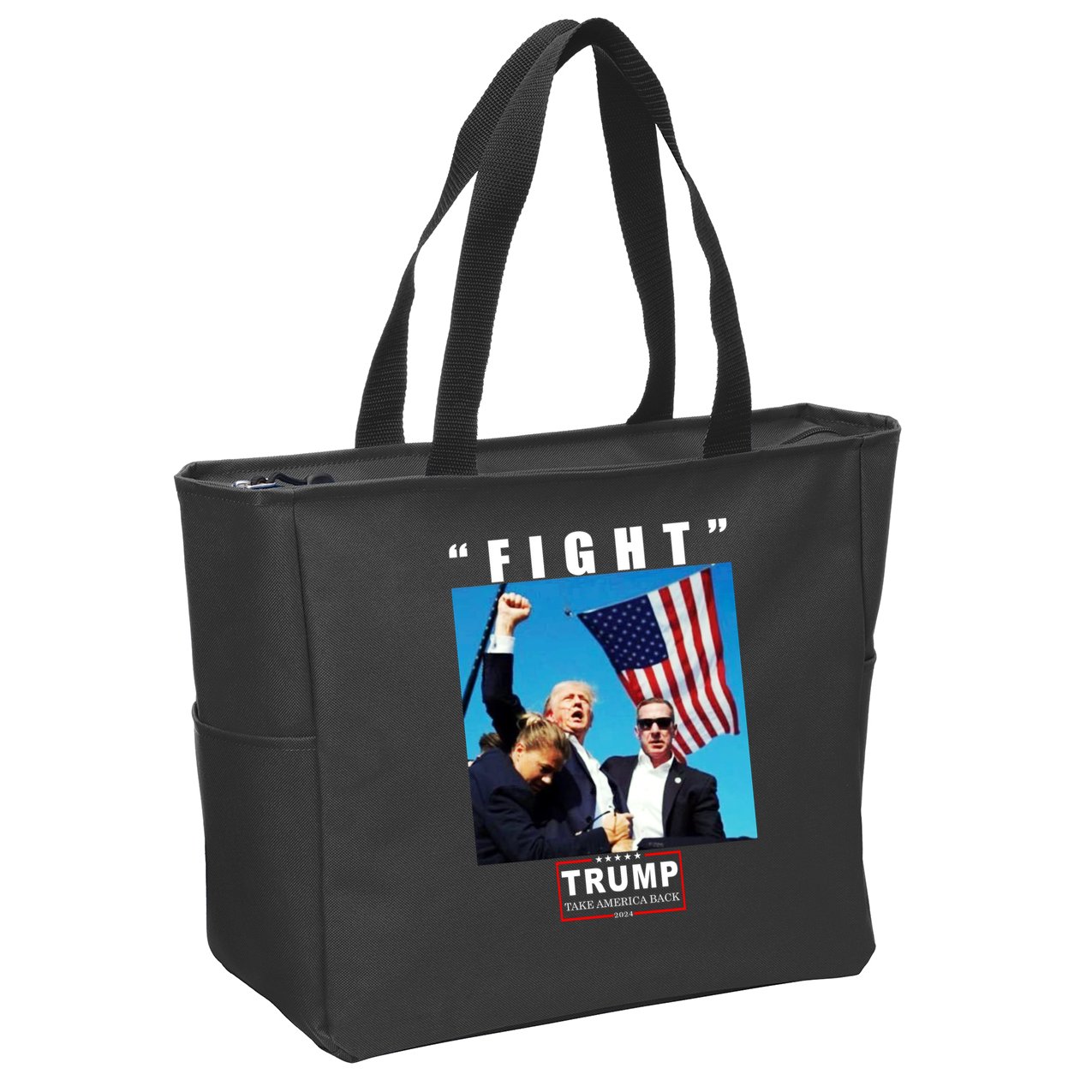 Fight Trump 2024 Take America Back Pennsylvania Rally Shooting Zip Tote Bag