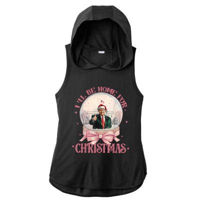 Funny Trump 2024 ILl Be Home Christmas Santa Xmas Pajamas Ladies PosiCharge Tri-Blend Wicking Draft Hoodie Tank