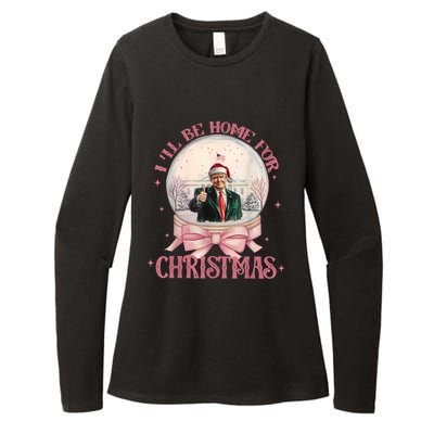 Funny Trump 2024 ILl Be Home Christmas Santa Xmas Pajamas Womens CVC Long Sleeve Shirt