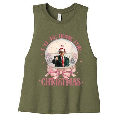 Funny Trump 2024 ILl Be Home Christmas Santa Xmas Pajamas Women's Racerback Cropped Tank