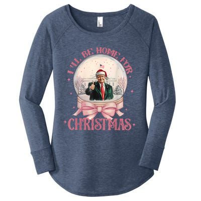 Funny Trump 2024 ILl Be Home Christmas Santa Xmas Pajamas Women's Perfect Tri Tunic Long Sleeve Shirt