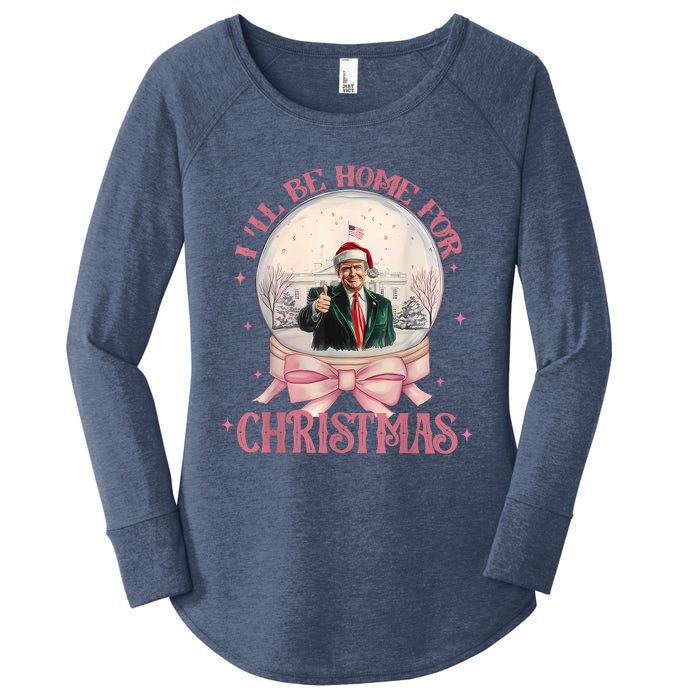 Funny Trump 2024 ILl Be Home Christmas Santa Xmas Pajamas Women's Perfect Tri Tunic Long Sleeve Shirt