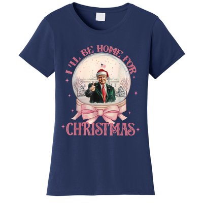 Funny Trump 2024 ILl Be Home Christmas Santa Xmas Pajamas Women's T-Shirt