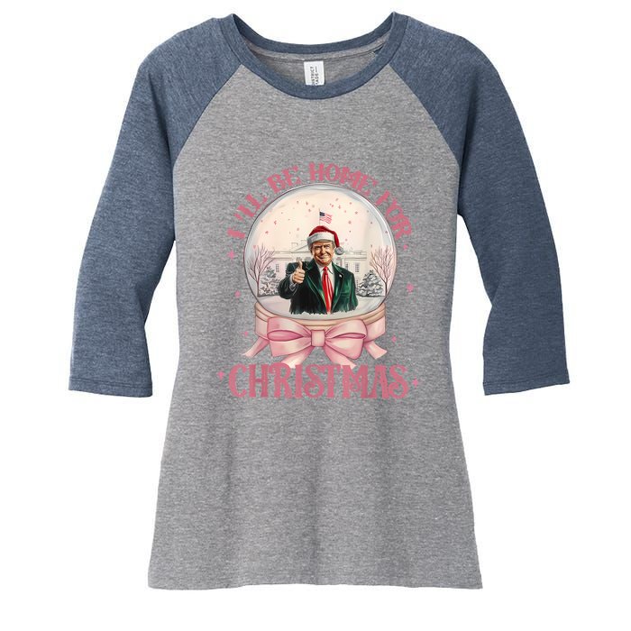 Funny Trump 2024 ILl Be Home Christmas Santa Xmas Pajamas Women's Tri-Blend 3/4-Sleeve Raglan Shirt