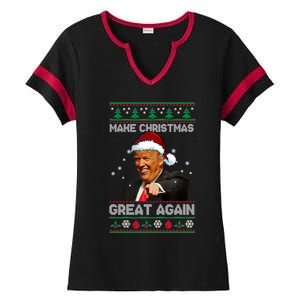 Funny Trump 2024 Make Christmas Great Again Cool Gift Ladies Halftime Notch Neck Tee