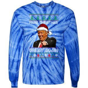 Funny Trump 2024 Make Christmas Great Again Cool Gift Tie-Dye Long Sleeve Shirt