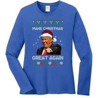 Funny Trump 2024 Make Christmas Great Again Cool Gift Ladies Long Sleeve Shirt