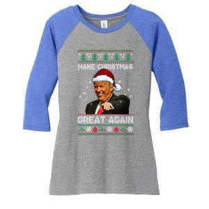 Funny Trump 2024 Make Christmas Great Again Cool Gift Women's Tri-Blend 3/4-Sleeve Raglan Shirt