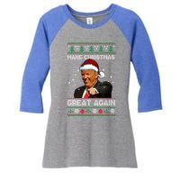 Funny Trump 2024 Make Christmas Great Again Cool Gift Women's Tri-Blend 3/4-Sleeve Raglan Shirt