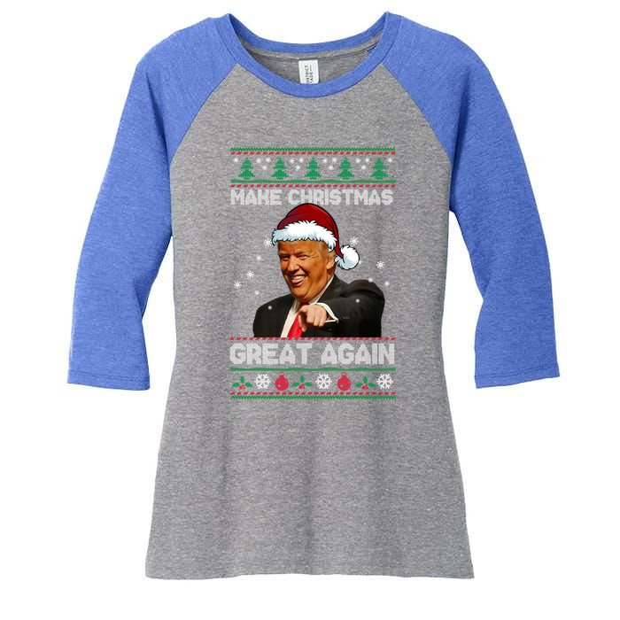 Funny Trump 2024 Make Christmas Great Again Cool Gift Women's Tri-Blend 3/4-Sleeve Raglan Shirt