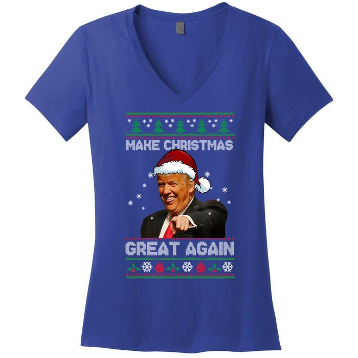 Funny Trump 2024 Make Christmas Great Again Cool Gift Women's V-Neck T-Shirt