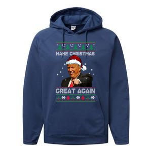 Funny Trump 2024 Make Christmas Great Again Cool Gift Performance Fleece Hoodie