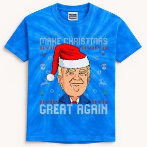 Funny Trump 2024 Make Christmas Great Again Ugly Funny Kids Tie-Dye T-Shirt