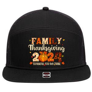 Family Thanksgiving 2024 Thankful For My Tribe Fall Autumn 7 Panel Mesh Trucker Snapback Hat