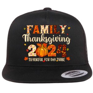 Family Thanksgiving 2024 Thankful For My Tribe Fall Autumn Flat Bill Trucker Hat