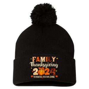 Family Thanksgiving 2024 Thankful For My Tribe Fall Autumn Pom Pom 12in Knit Beanie