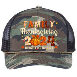 Family Thanksgiving 2024 Thankful For My Tribe Fall Autumn Retro Rope Trucker Hat Cap