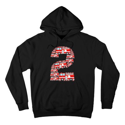 Fire Truck 2nd Birthday 2 Year Old Firefighter Hoodie