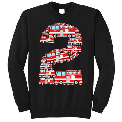 Fire Truck 2nd Birthday 2 Year Old Firefighter Sweatshirt