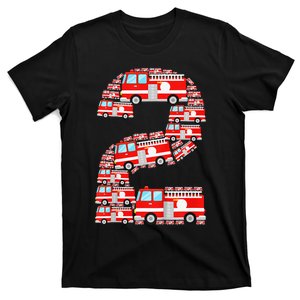 Fire Truck 2nd Birthday 2 Year Old Firefighter T-Shirt