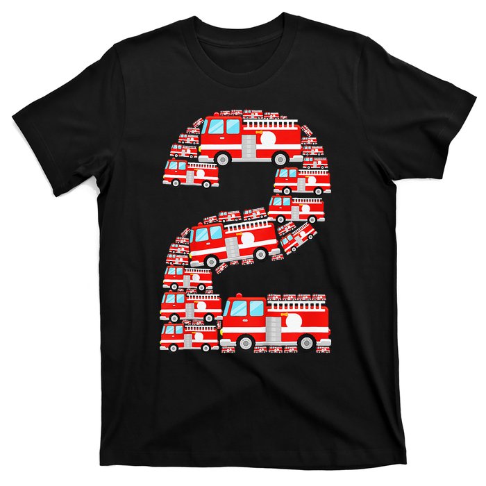 Fire Truck 2nd Birthday 2 Year Old Firefighter T-Shirt