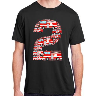 Fire Truck 2nd Birthday 2 Year Old Firefighter Adult ChromaSoft Performance T-Shirt