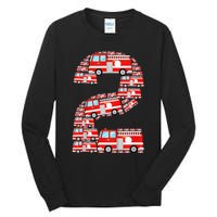 Fire Truck 2nd Birthday 2 Year Old Firefighter Tall Long Sleeve T-Shirt