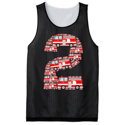 Fire Truck 2nd Birthday 2 Year Old Firefighter Mesh Reversible Basketball Jersey Tank