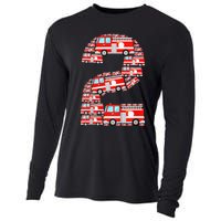 Fire Truck 2nd Birthday 2 Year Old Firefighter Cooling Performance Long Sleeve Crew