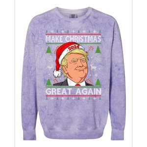 Funny Trump 2024 Make Christmas Great Again Ugly Gift Colorblast Crewneck Sweatshirt