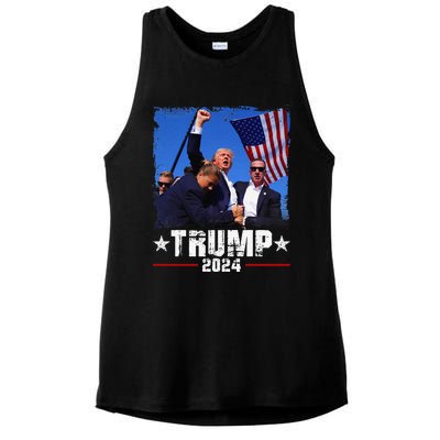 Fight Trump 2024 Election American Flag Donald Trump 2024 Ladies PosiCharge Tri-Blend Wicking Tank