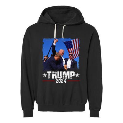 Fight Trump 2024 Election American Flag Donald Trump 2024 Garment-Dyed Fleece Hoodie