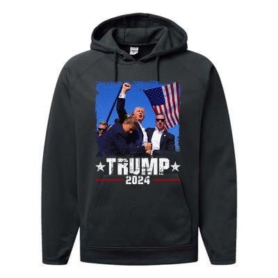 Fight Trump 2024 Election American Flag Donald Trump 2024 Performance Fleece Hoodie