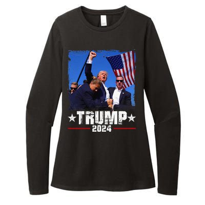 Fight Trump 2024 Election American Flag Donald Trump 2024 Womens CVC Long Sleeve Shirt