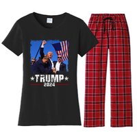 Fight Trump 2024 Election American Flag Donald Trump 2024 Women's Flannel Pajama Set