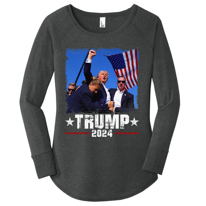 Fight Trump 2024 Election American Flag Donald Trump 2024 Women's Perfect Tri Tunic Long Sleeve Shirt