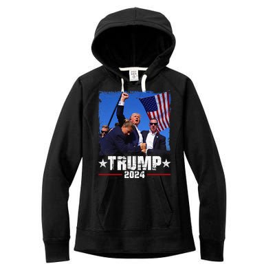 Fight Trump 2024 Election American Flag Donald Trump 2024 Women's Fleece Hoodie