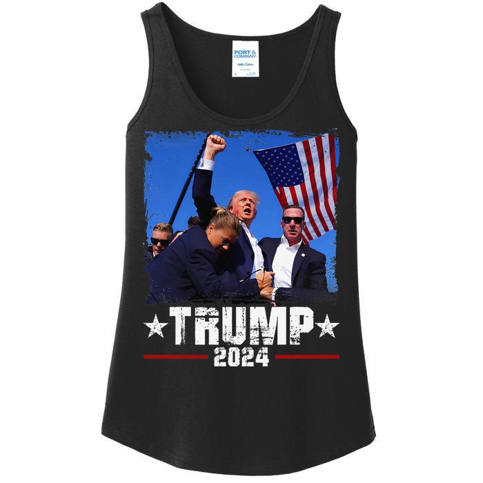 Fight Trump 2024 Election American Flag Donald Trump 2024 Ladies Essential Tank