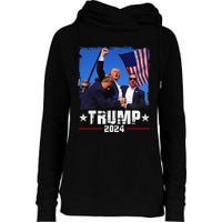 Fight Trump 2024 Election American Flag Donald Trump 2024 Womens Funnel Neck Pullover Hood