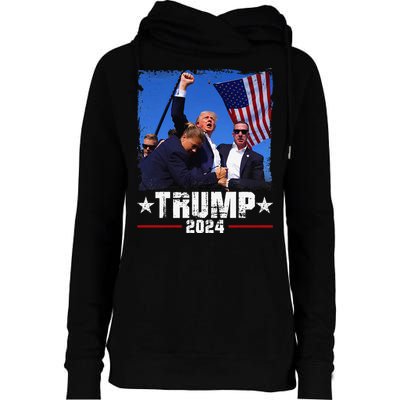 Fight Trump 2024 Election American Flag Donald Trump 2024 Womens Funnel Neck Pullover Hood