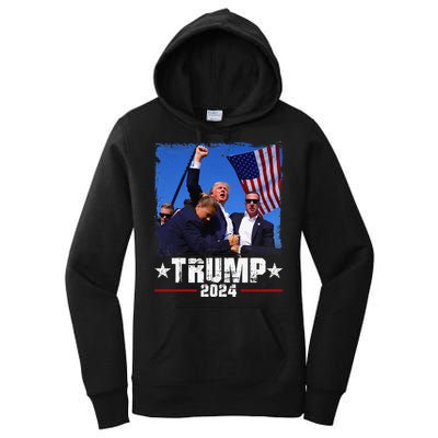 Fight Trump 2024 Election American Flag Donald Trump 2024 Women's Pullover Hoodie