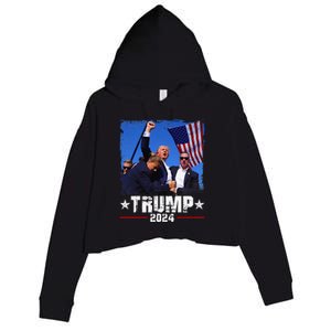 Fight Trump 2024 Election American Flag Donald Trump 2024 Crop Fleece Hoodie