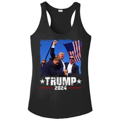 Fight Trump 2024 Election American Flag Donald Trump 2024 Ladies PosiCharge Competitor Racerback Tank