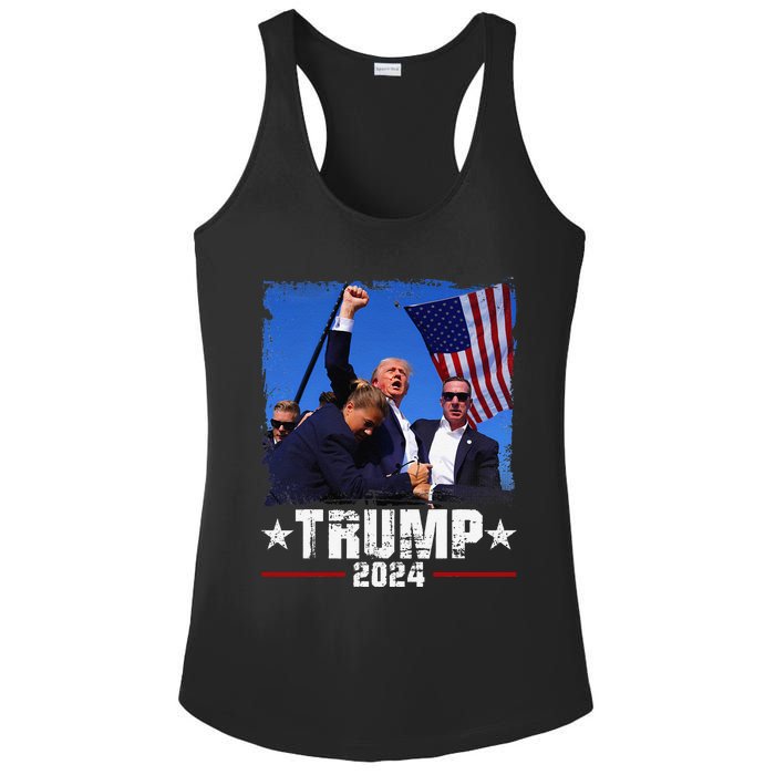 Fight Trump 2024 Election American Flag Donald Trump 2024 Ladies PosiCharge Competitor Racerback Tank