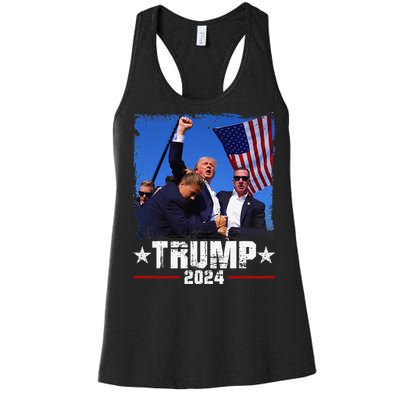 Fight Trump 2024 Election American Flag Donald Trump 2024 Women's Racerback Tank