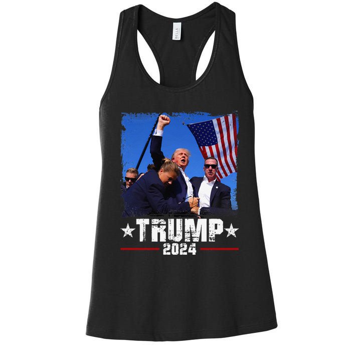 Fight Trump 2024 Election American Flag Donald Trump 2024 Women's Racerback Tank