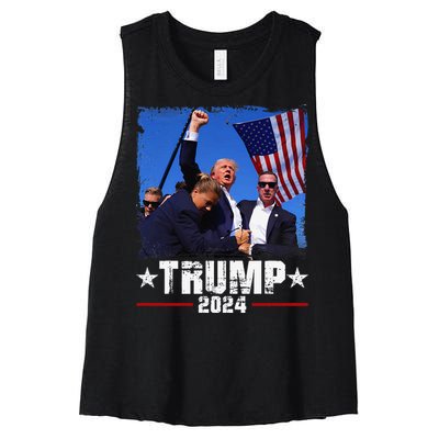 Fight Trump 2024 Election American Flag Donald Trump 2024 Women's Racerback Cropped Tank