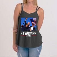 Fight Trump 2024 Election American Flag Donald Trump 2024 Women's Strappy Tank